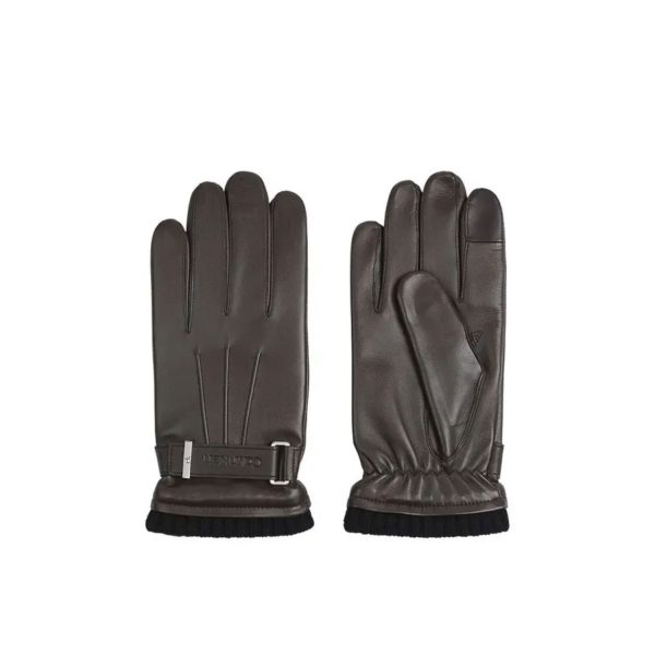 Calvin Klein Leather Rivet Gloves Brown – Polychronakis Shop